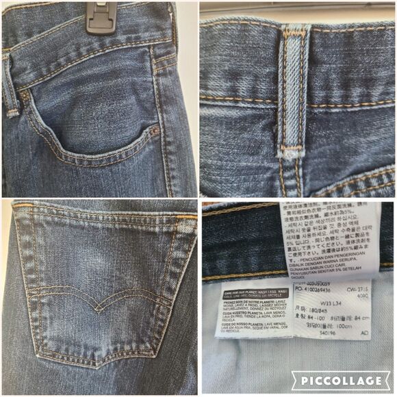 Men's Levi's 505 Regular Fit Straight Leg Jeans - 33 x 34 - Classic Blue Denim - Picture 10 of 10